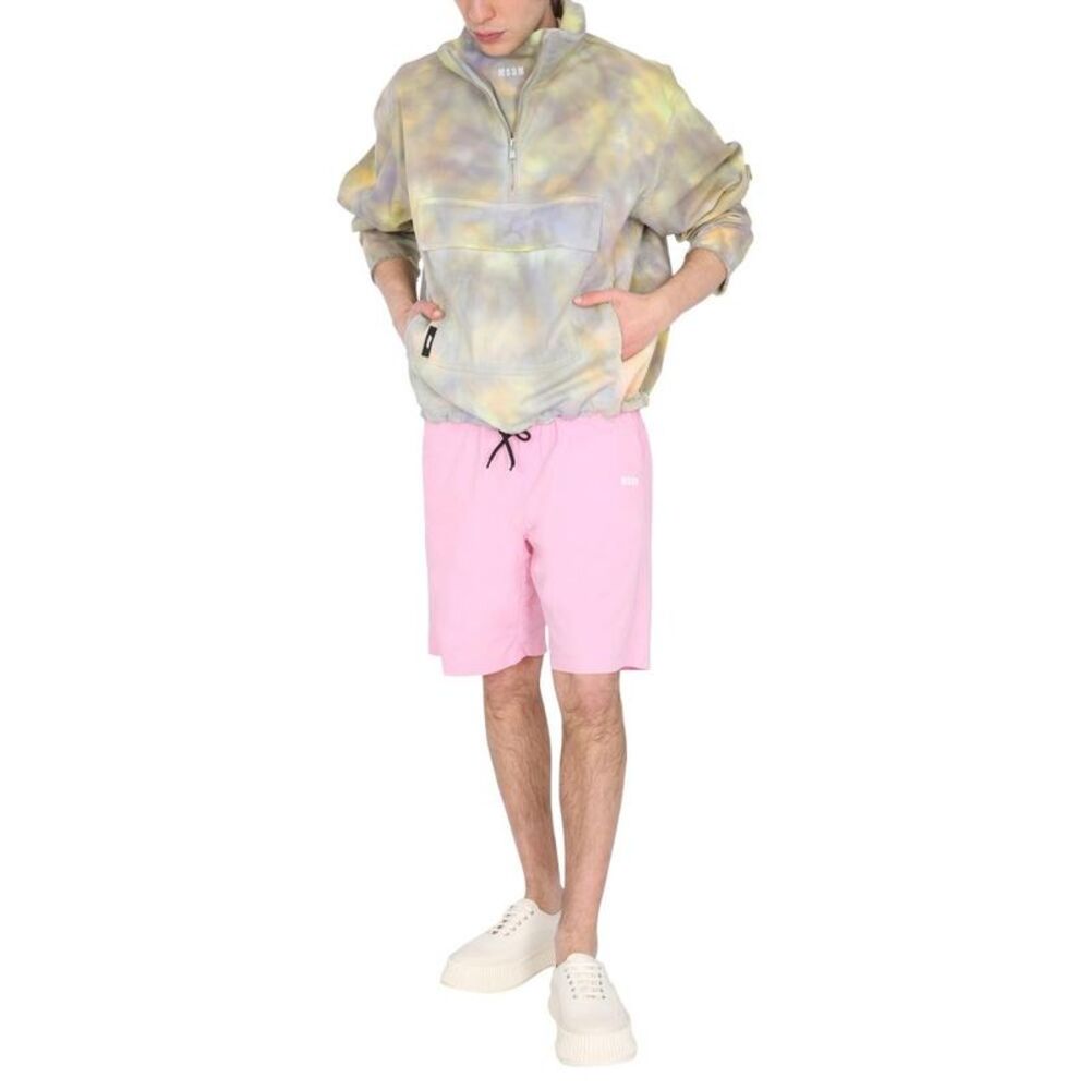 MSGM Men's Abstract Print Quarter-Zip Anorak Pullover Jacket Men PURPLE